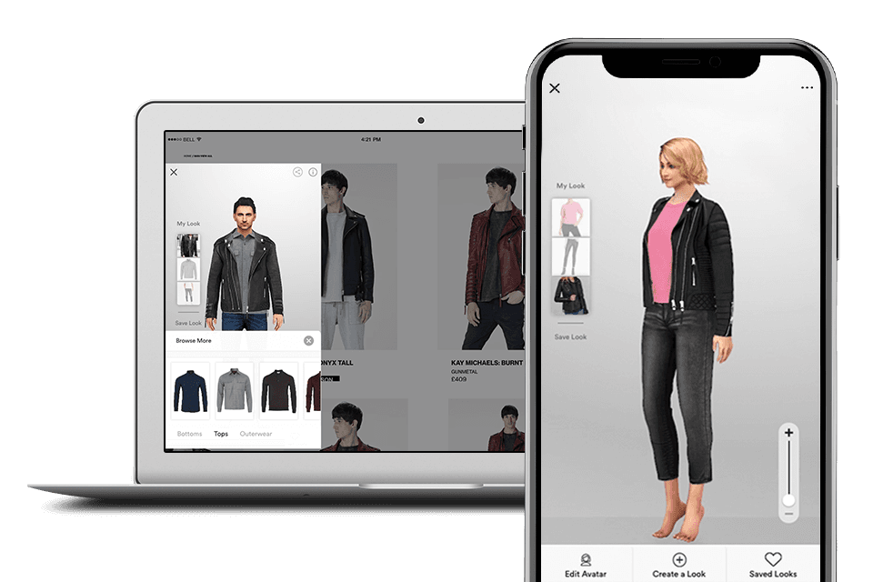 Style.me’s published virtual fitting room on desktop and mobile