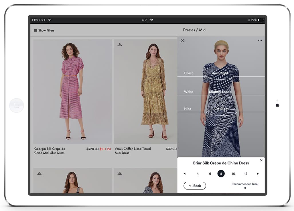 Style.me published fitting guide interface