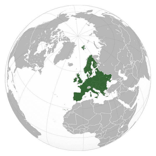 Globe highlighting Europe