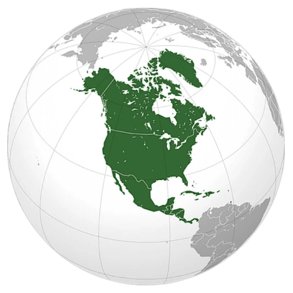 Globe highlighting North America