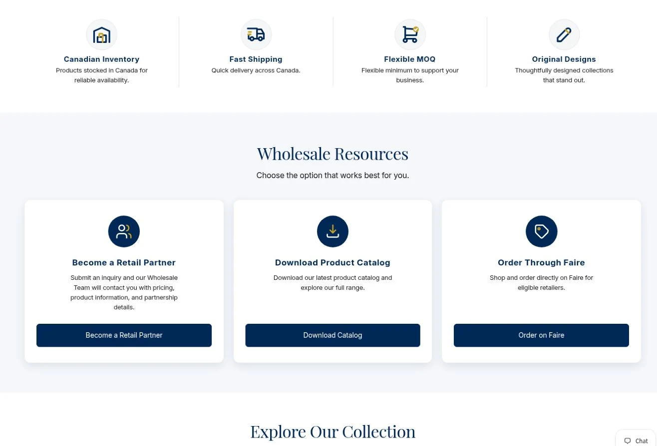 Little Magpie wholesale resources offering retailer enquiries, catalog download and ordering through Faire