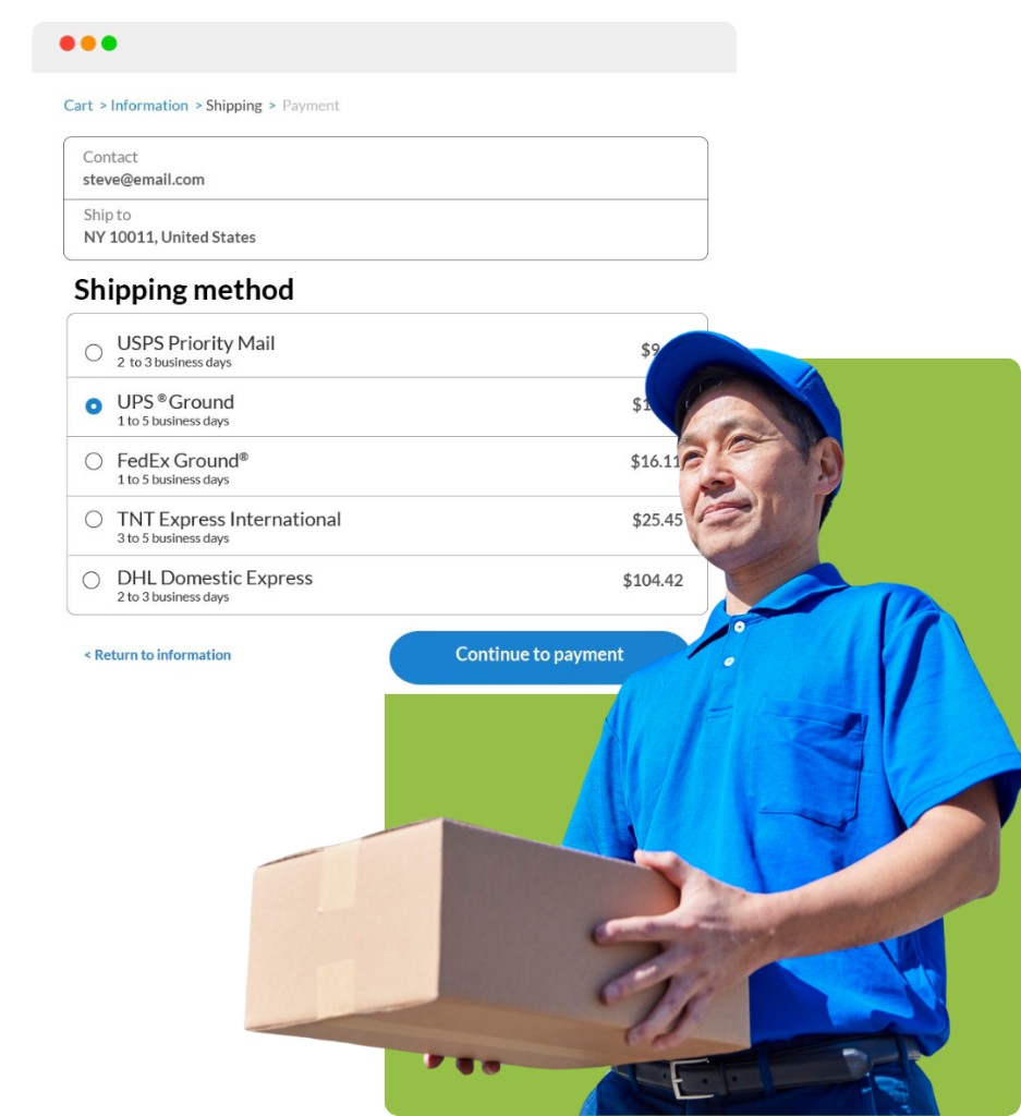 Checkout shipping methods across the carriers a customer already knows